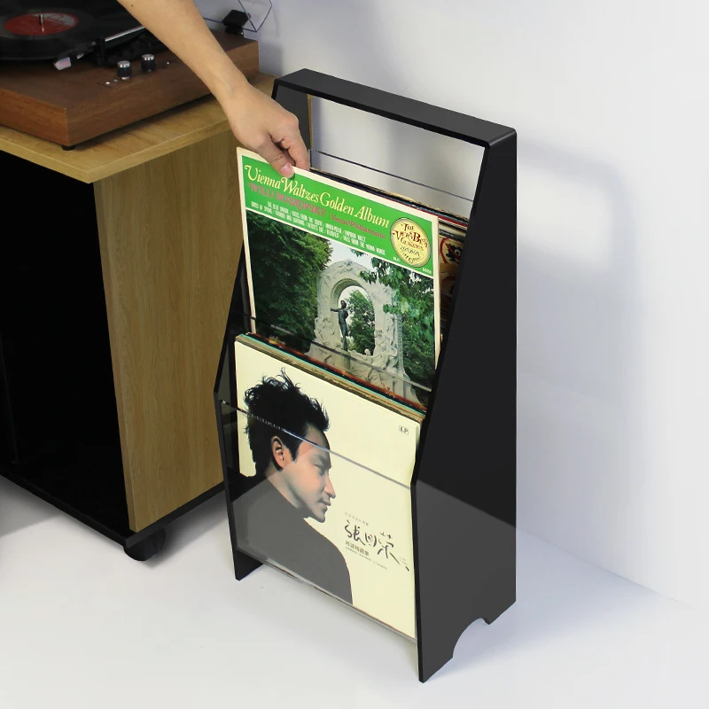 

Black Acrylic Record Storage Rack Floor Standing Album Collection and Storage Rack