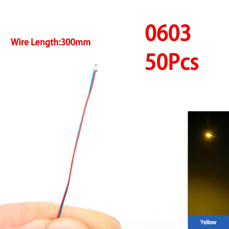 SANMERSEN 50 teile/beutel 0402 0603 0805 1206 SMD Lampe Wired Micro Litz Led Vorgelötet Chip Wired 30 cm 3 V DIY Eisenbahn Modelle Szenen Spielzeug Licht 5