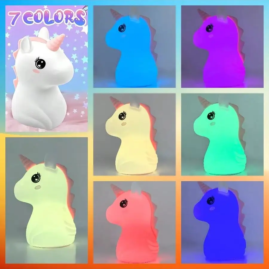 1個のかわいいユニコーンナイトライト、ベッドサイドテーブル、寝室、デスク照明に最適、クリスマスギフト、感謝祭のギフト、誕生日ギフトに最適