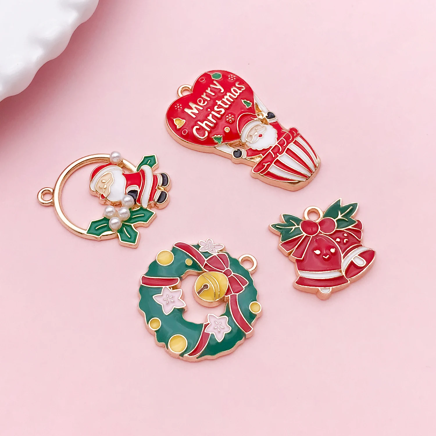 2pcs/20pcs Alloy Enamel Christmas Tree Deer Pendant Jewelry Making DIY Earrings Charms for Jewelry Bracelets Necklace