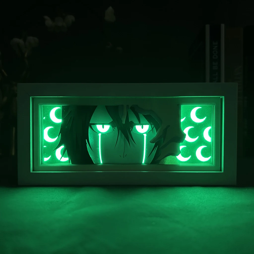 Imagem -02 - Caixa de Luz Anime para Homens Decoração de Sala Gamer Alvejante Escultura em Papel Mangá Candeeiro de Mesa Figuras do Anime Ulquiorra Cifer Rosto Olho