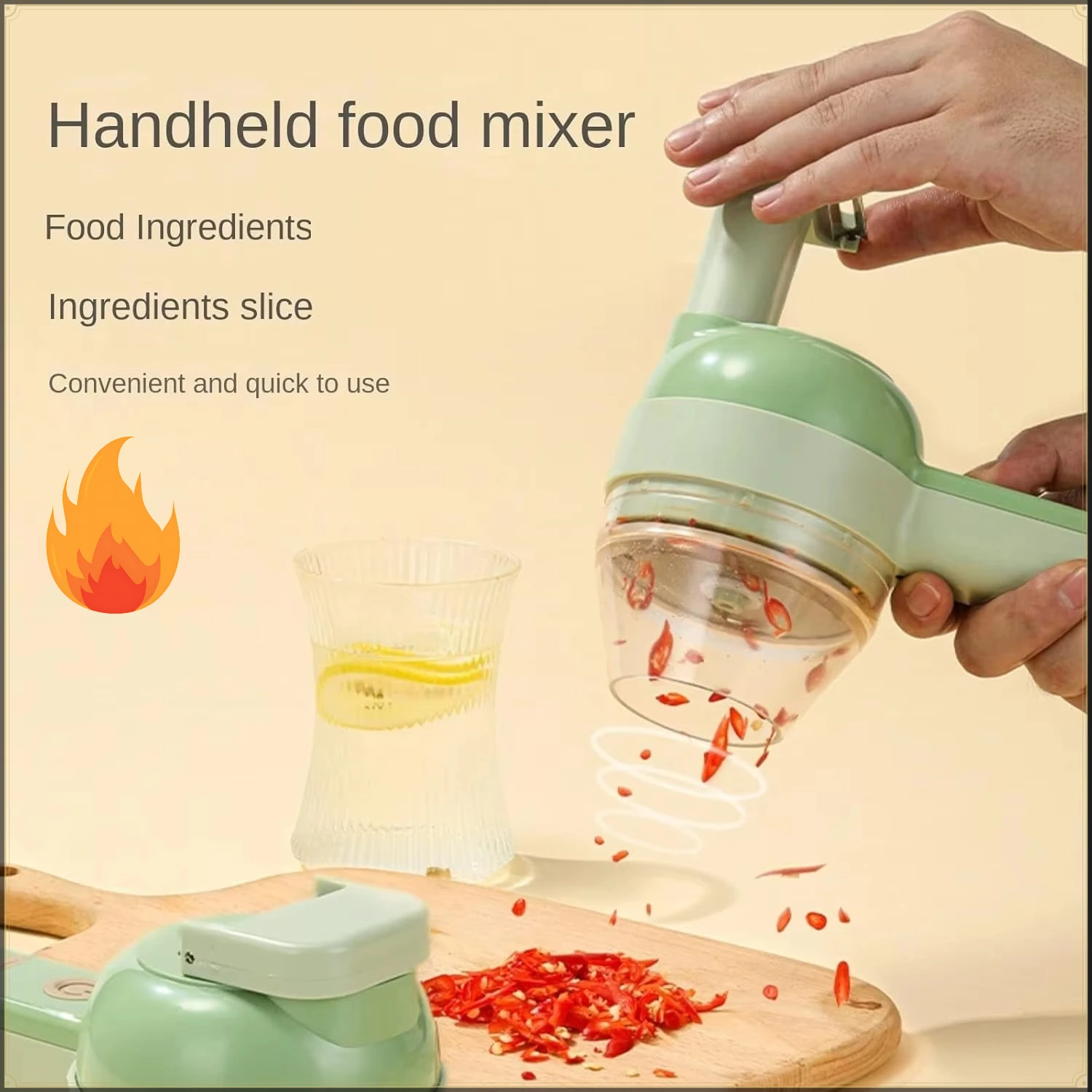 4 in 1 Electric Vegetable Chopper Set Handheld Auto Garlic Cutter with Clean Brush Food Chopper for Onion Pepper Ginger Meat