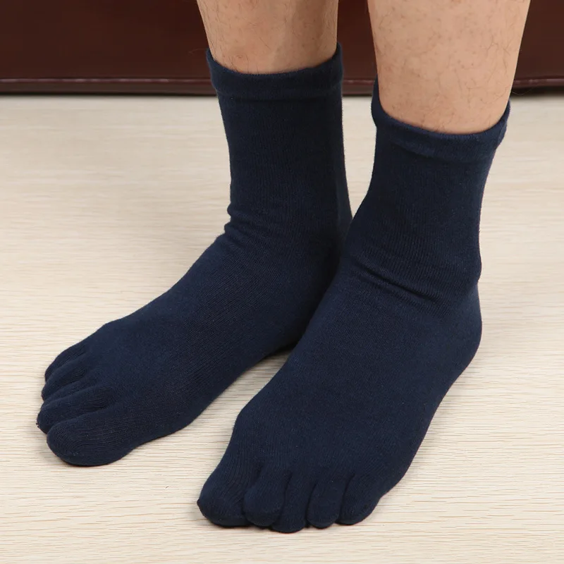 

5 Pairs Socks Five Finger Men's Pure Cotton Four Seasons Mid-tube Short Solid Color Business Men's Socks Split Toe Socks