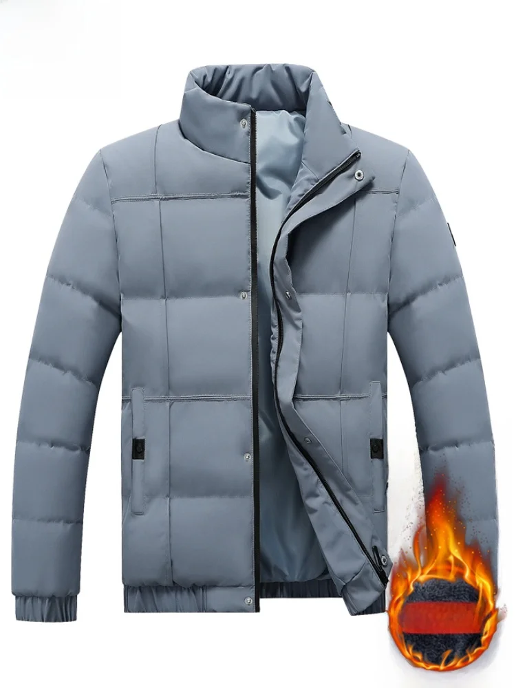 

Paul Men's Winter Cotton Jaet Stand Collar down Cotton Workwear Sports Windproof Warm Coat Youthful Casual Long Sve Zipper