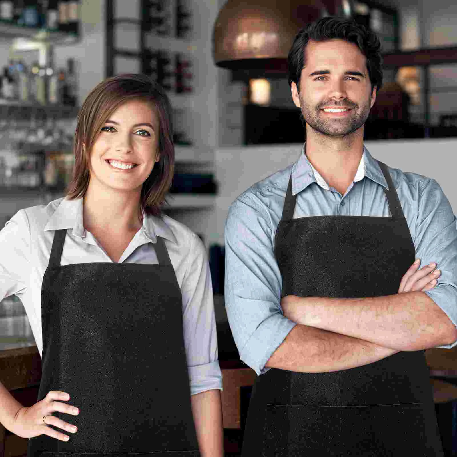 Grembiule vintage da 10 pezzi per uomo e donna per cucina in poliestere nero ignifugo