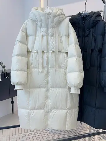 두꺼운 면 코트 한판 두꺼운 긴 다리 여성용 겨울 신상품 2024년 신상품 두꺼운 패딩 롱 다리 패딩 롱 코트 면 코트