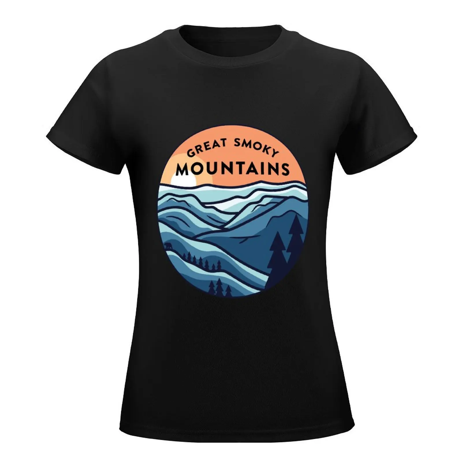 Great Smoky Mountains Sticker T-Shirt Short sleeve tee lady clothes customizeds vintage luxury designer clothing Women