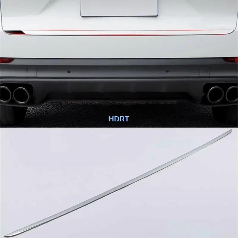 

Shiny Silver Carbon Fiber Car Styling Tail Door Moulding Cover Rear Trunk Gate Trim Strip For Porsche Cayenne 2018 + Accessories