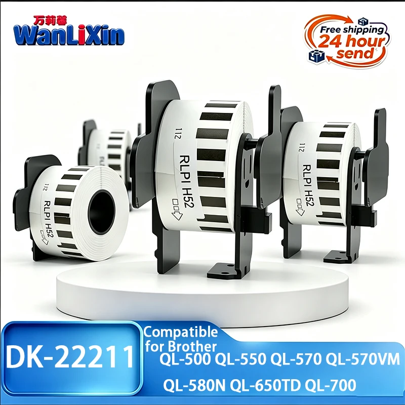1/3/5 Roll DK-22211 DK22211 DK 22211 Thermal labels Continuous 29mmx15.24m Compatible For Brother QL-500 QL-580N QL-650TD QL-700