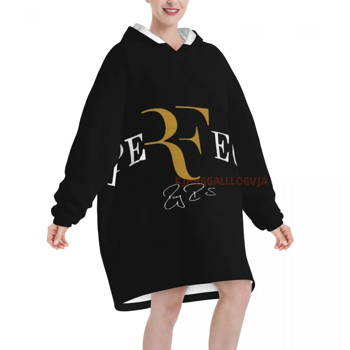 RF Roger Federer Wearable Flannel Blanket Hoodie Oversized Hooded Blanket Pullover Sweatshirt Fleece Sherpa Blankets with Pocket