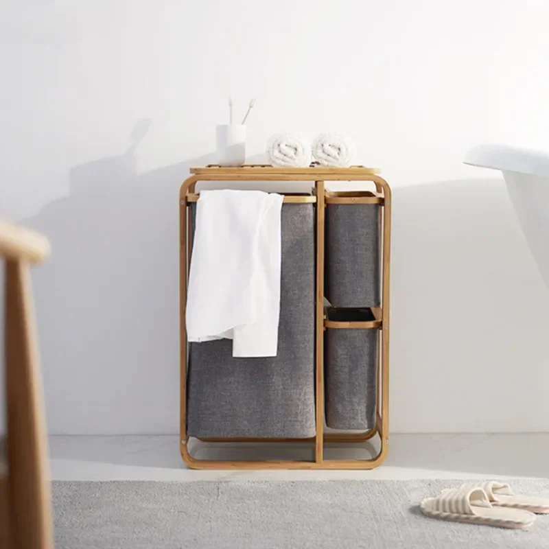 Bathroom fabric multifunctional dirty clothes basket dirty clothes storage basket bedroom large dirty clothes basket rack bamboo