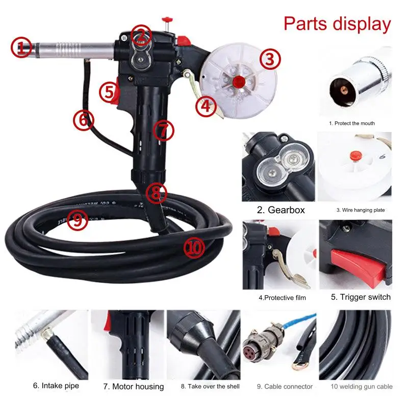 Welding Machine Accessories Wire Drawing Gun Assembly 5m 10m 15m Two-shielded Welding Wire Drawing Gun Gas Shielded Welding Gun