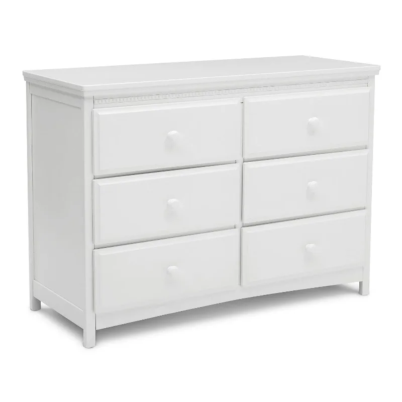 Emerson 6 Drawer Dresser with Interlocking Drawers - Greenguard Gold Certified, Bianca White