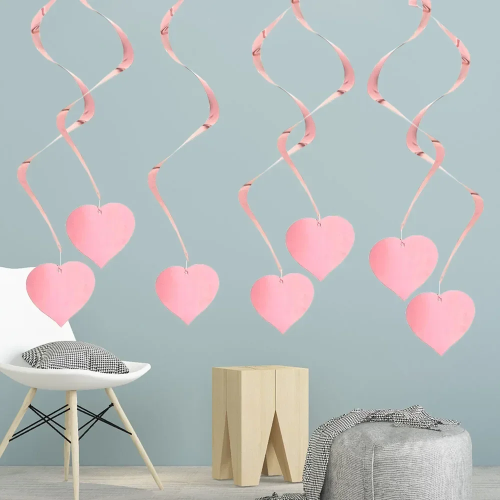 Valentine's Day Love Heart Spiral Garlands Pendants Happy Valentin's day Decor For Home Wedding Rooms Decor Bride To Be Favor