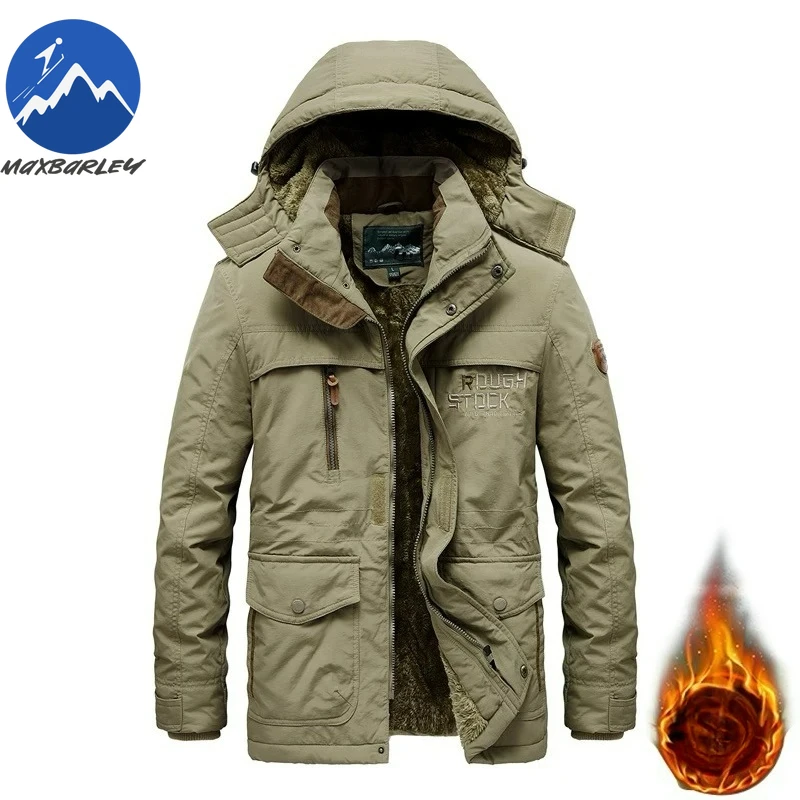 

Mens Outdoor Long Wool Jacket Winter Casual Hiking Travel Thickened Warm Cotton Coat Fashion Hooded Cold Proof Padded Jackets