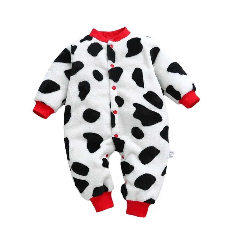 Baby Clothes Spring and Winter Short-sleeved Thick Clothing for Men and Women Flannel Warm One-piece Pajamas