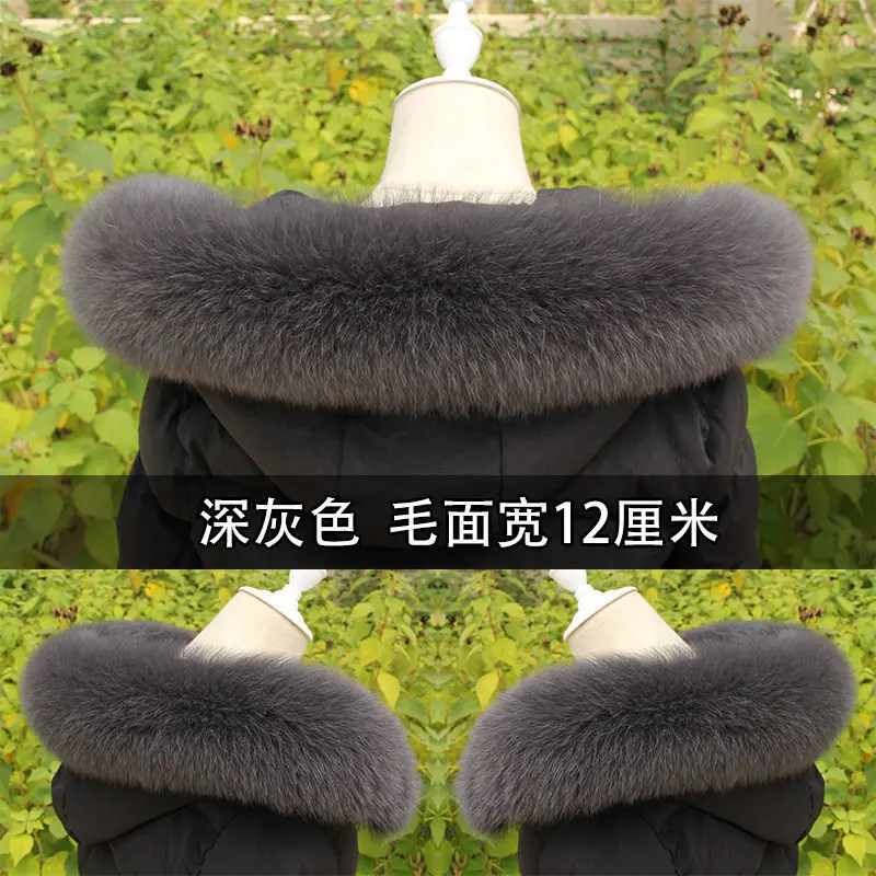 Winter Fox Fur Collar For Women Coat Fluffy Real Fur Hat Strips Hooded Fur Collar Scarf Genuine Warm Fox Fur Shawl Scarves