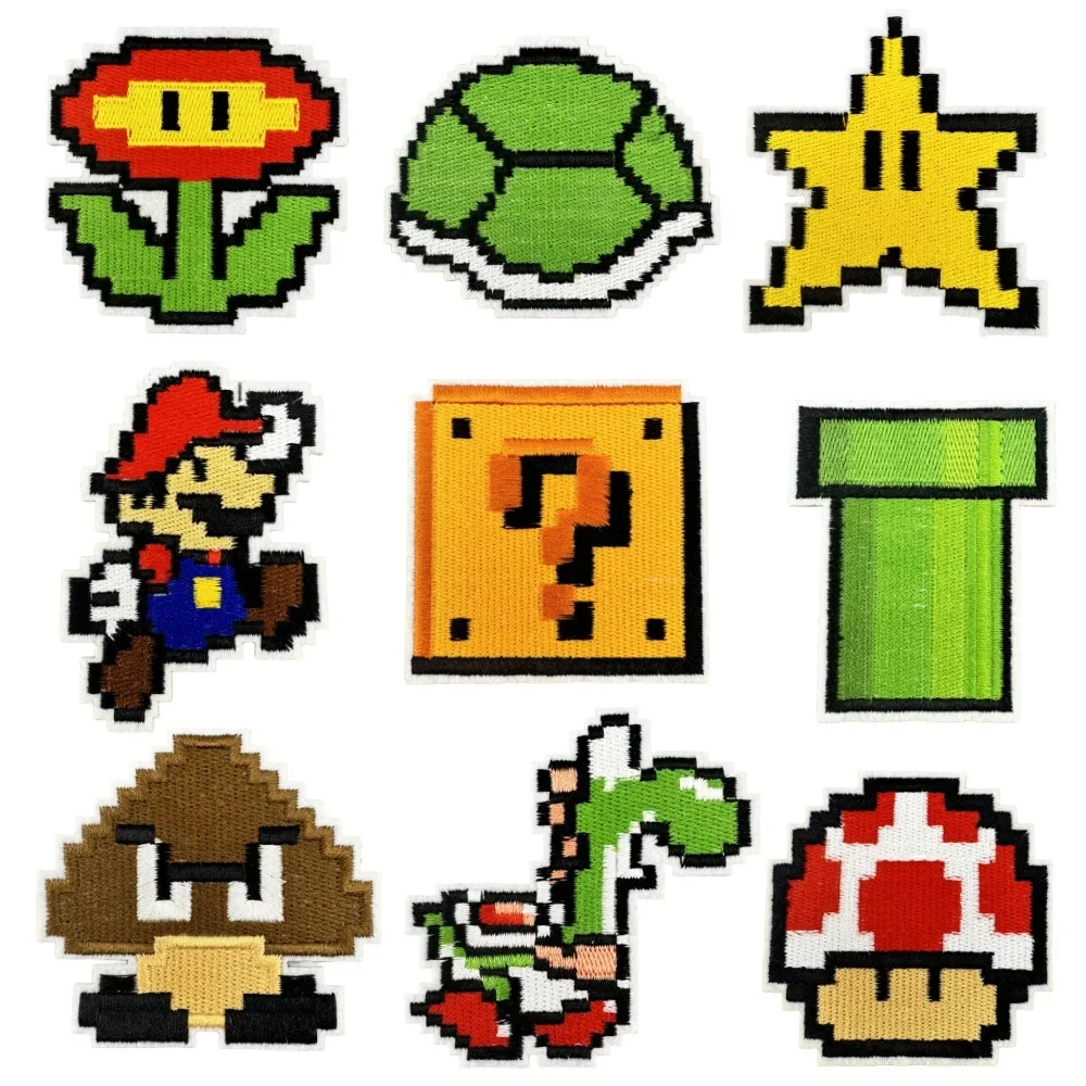 

New Mosaic Game Pixel Cloth Stickers Cartoon Embroidery for Children Iron-on Patch Anime Clothes Patches for Children's Clothing