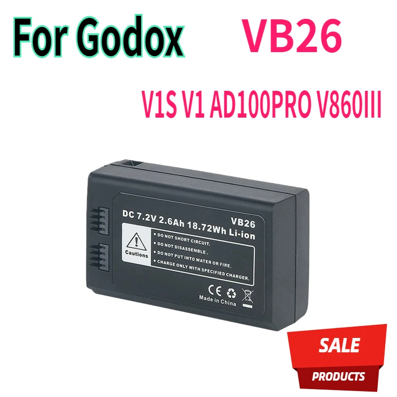 

7.2V/2600mAh VB26 Li-Ion Polymer Rechargeable Batteries for GodoxV1S V1 AD100PRO V860III Round Head Flash Speedlite