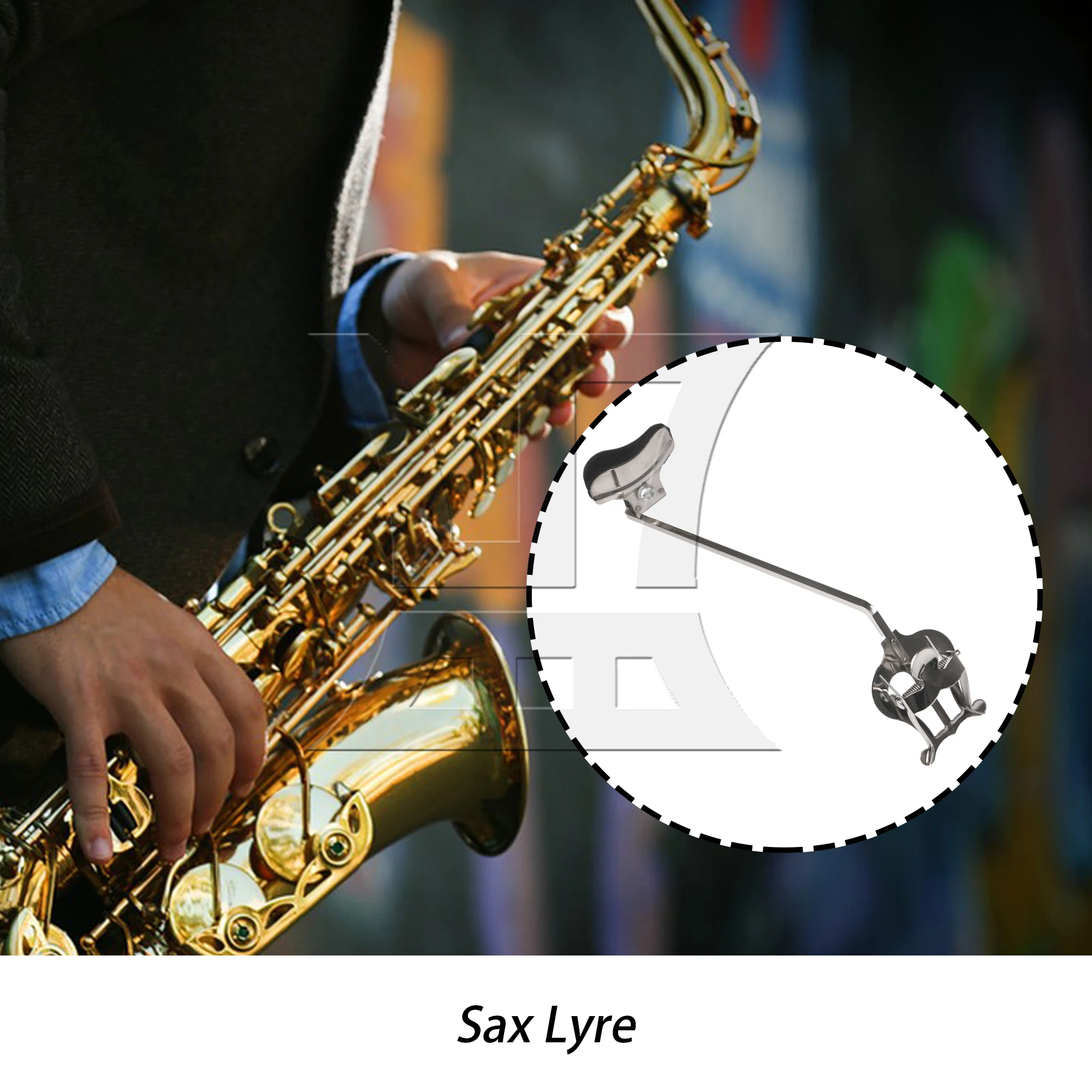 

Yibuy 2Pieces Silver Saxophone Lyre Clamp-On Holders for Marching Band w/ Neck Strap