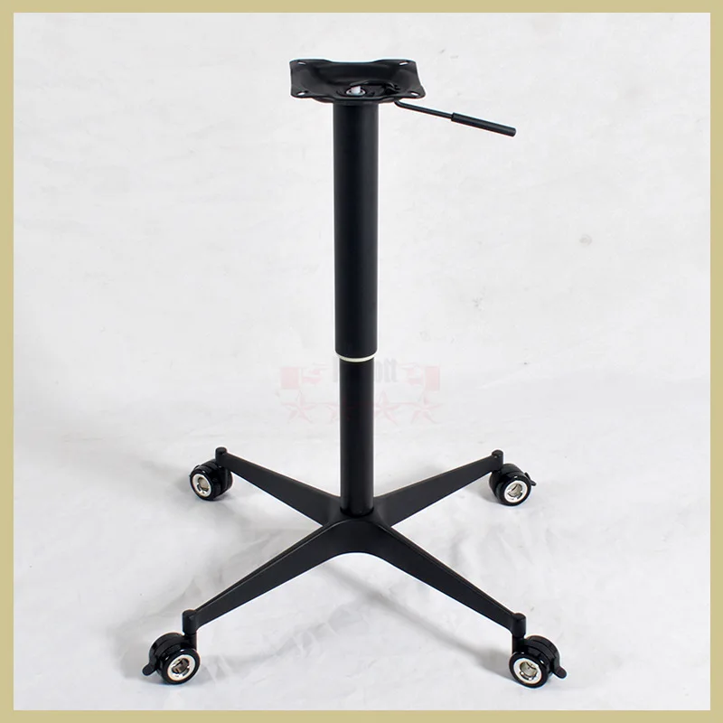

Black aluminum alloy cross-shaped lifting table foot, movable side tripod, rotating dining