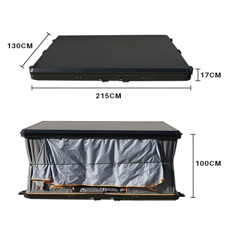 2-3 Person Waterproof Large Space Aluminum Roof Top Tent Portable Hard Shell Pop up Car Roof Tent