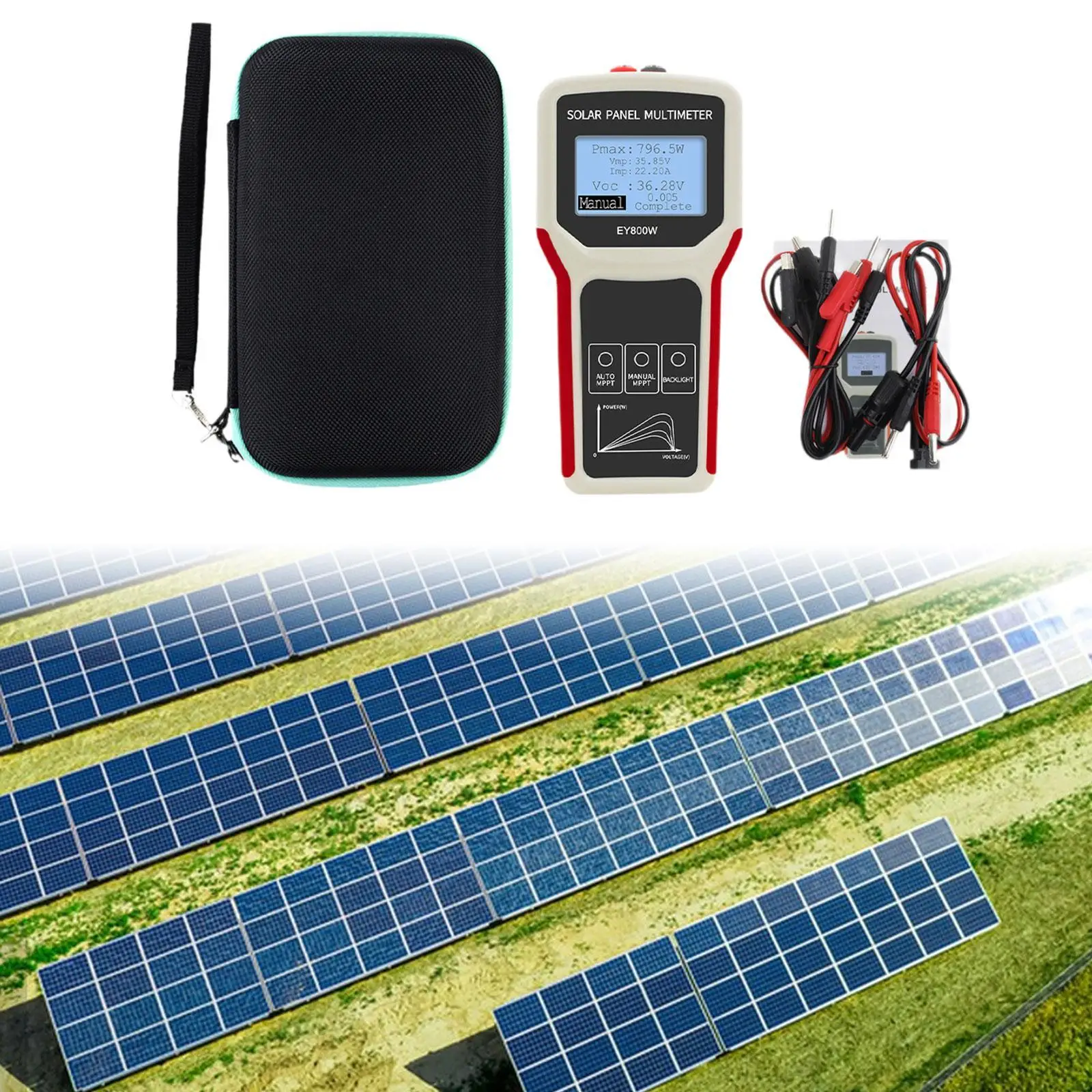 

800W Solar Panel Tester Auto Manual Mppt High Performance 0-35A Testing Power Meter Digital Solar Panel Smart Tester for Voc Isc