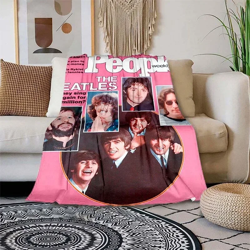 Flannel All Season Light Weight Living Room/Bedroom Warm Blanket Beatle band Blanket Bedspread for Office Lunch Break Travel