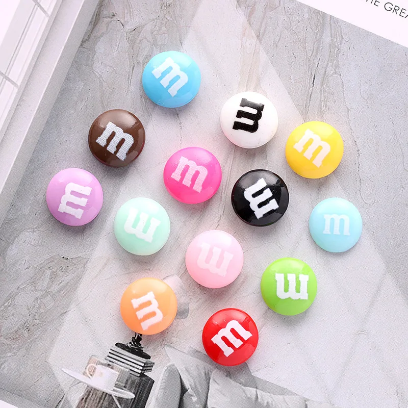 Free Shipping 100pcs Mixed 8mm Round Resin Letter M Bead Flatback Dessert Cabochons Jewelry findings / Mobile phone DIY