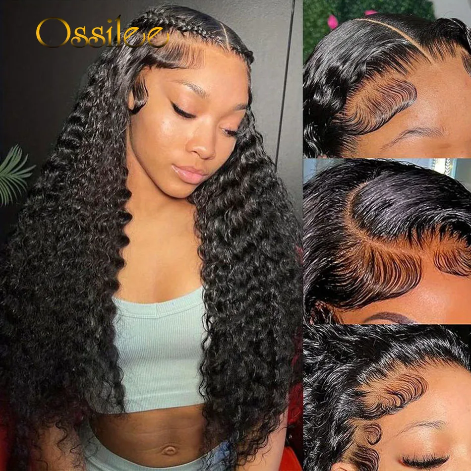 Ossilee Full Lace Wig Human Hair Deep Wave Full Lace Frontal Wigs 180% Density Brazilian Curly Human Hair Wigs