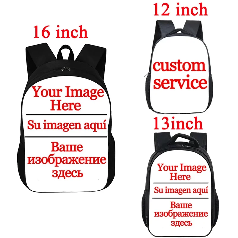 Customize Your Logo / Image / Name Backpack Children School Bags Boys Girls  Black Kindergarten Bag Kids Bookbag Gift