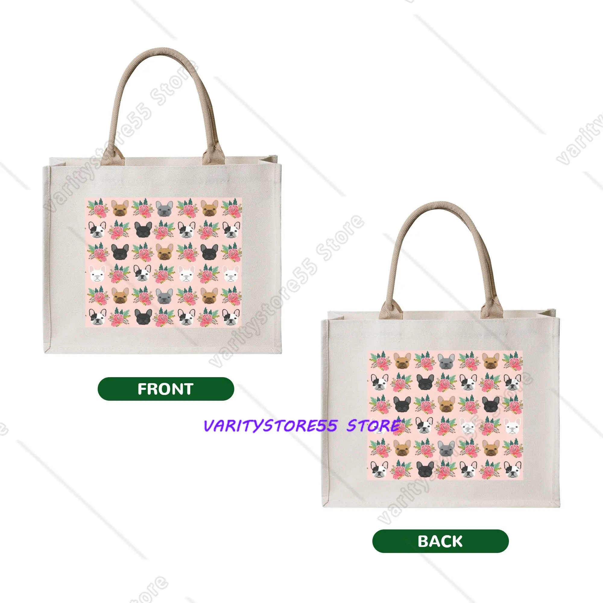 Custom French Bulldog  Shopping Bags Women Portable Big Capacity Grocery Frenchie Dog Lover Shopper Tote Bags