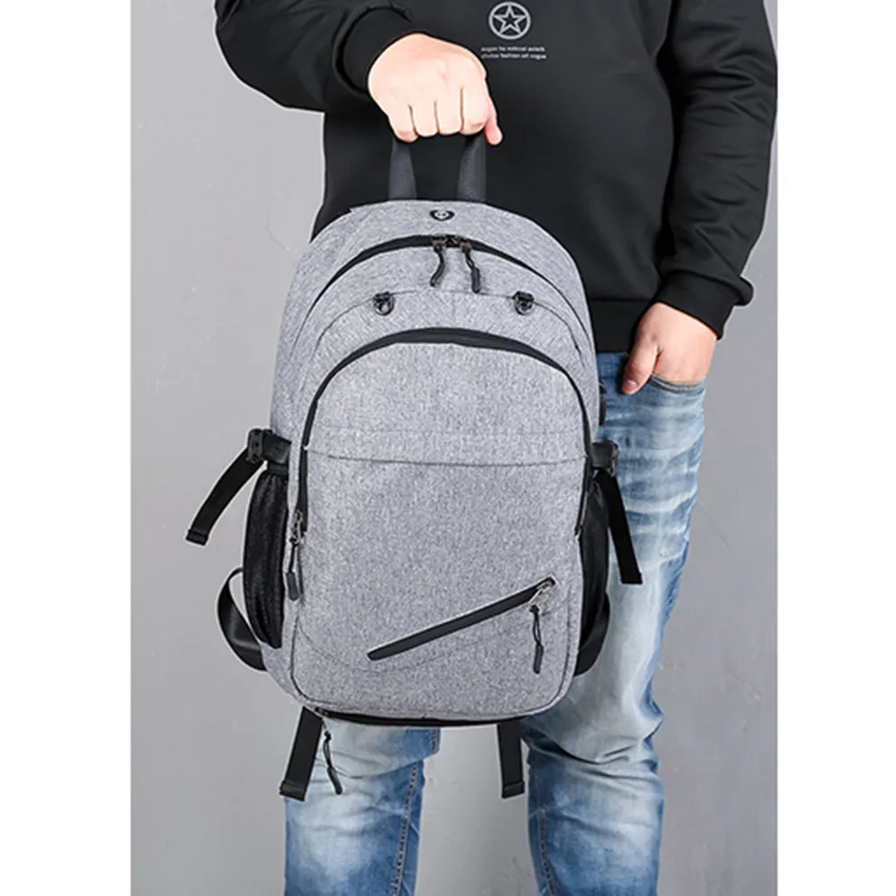 1Pcs Oxford Cloth Large Capacity Backpack with USB Charging Port Basketball Storage Net Buckles for Laptop Tablet Men