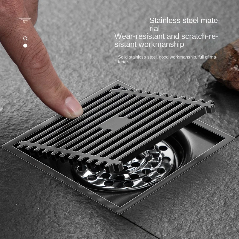 

Stainless steel floor drain thickened bamboo row gun gray deodorant straight drain toilet through core water