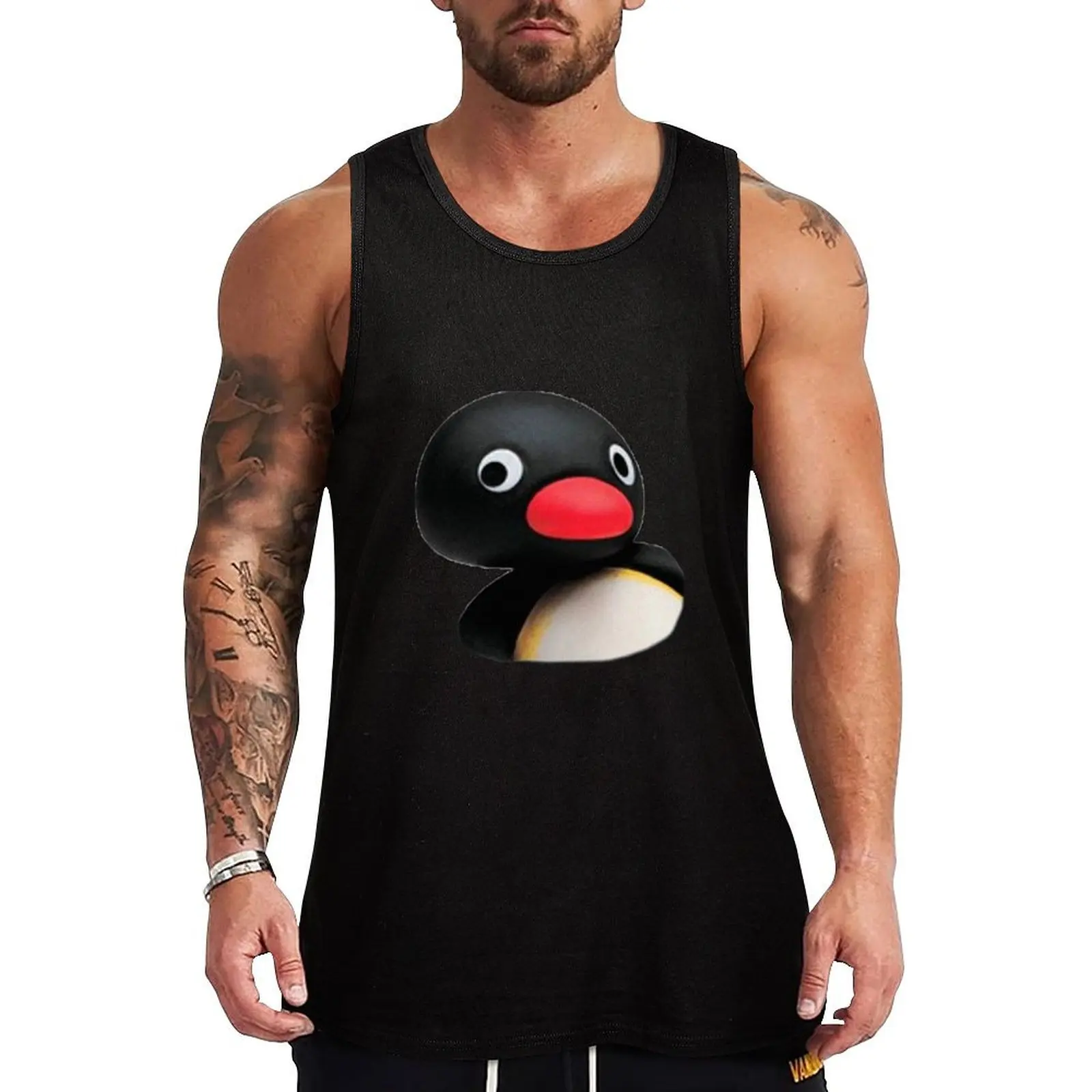 

Curious Pingu Tank Top clothing men Men's summer vest bodybuilding for men men gym