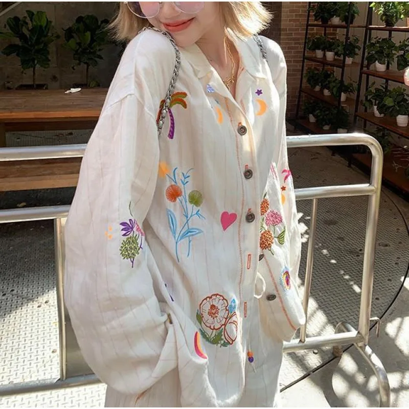 

Летний комплект: женский кардиган из хлопка и конопли с вышивкой, новинка 2026 года, солнцезащитный