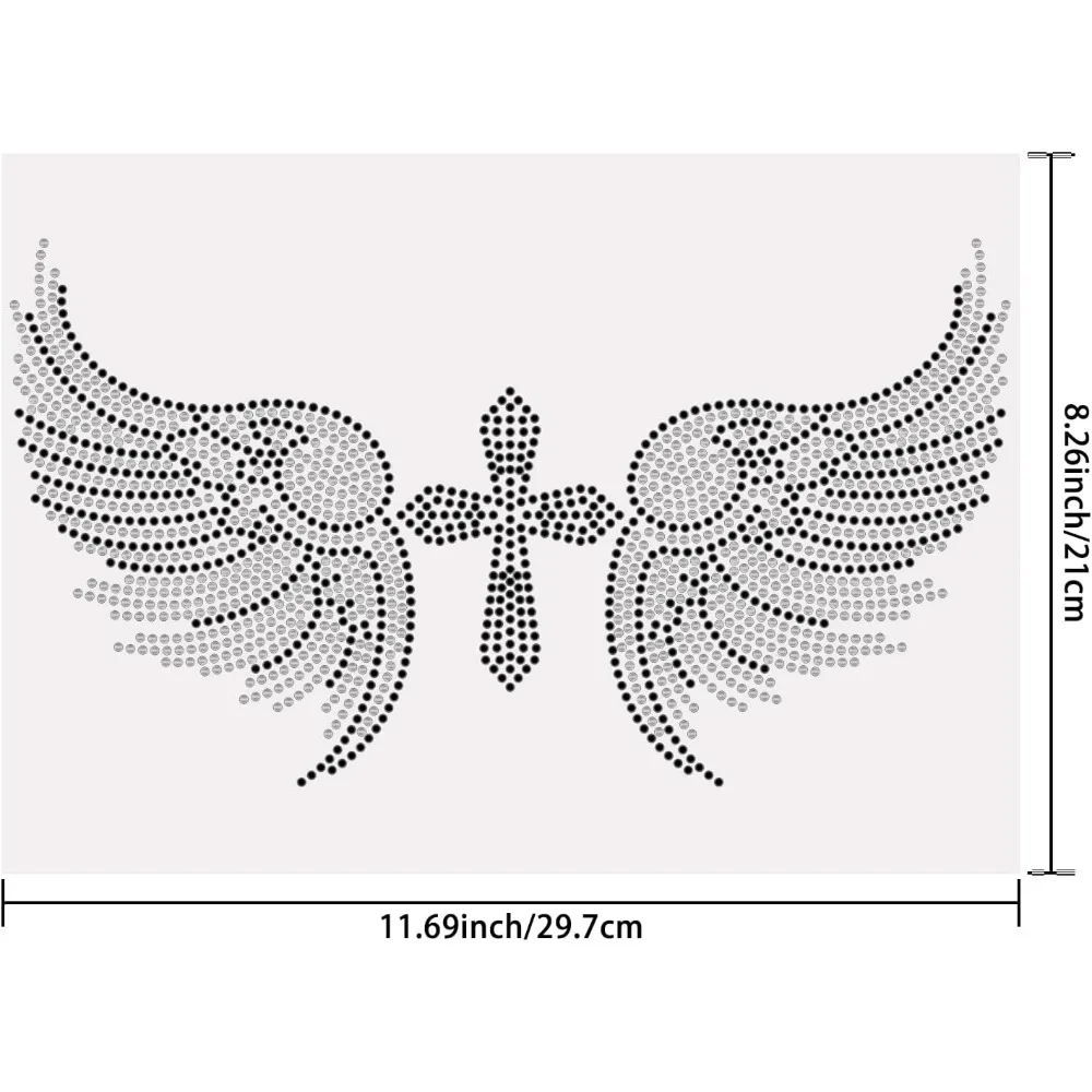 Angel Wings Iron on Rhinestone Heat Transfer Crystal Decor Clear Bling Patch Clothing Repair Hot Fix Applique making kit