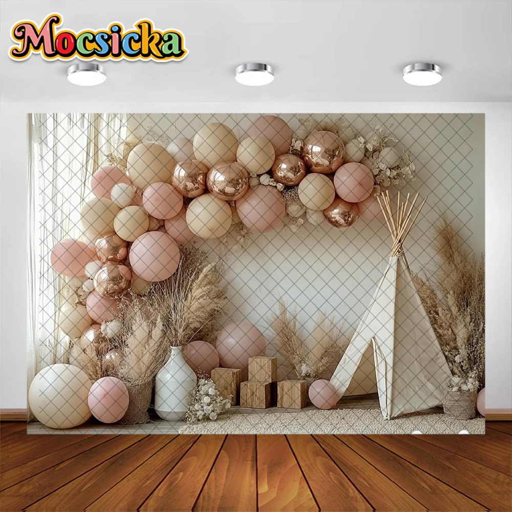 Mocsicka Photography Background Boho Floral Blanket Decoration Backdrop Baby Shower Cake Smash Portrait Photobooth Studio Props