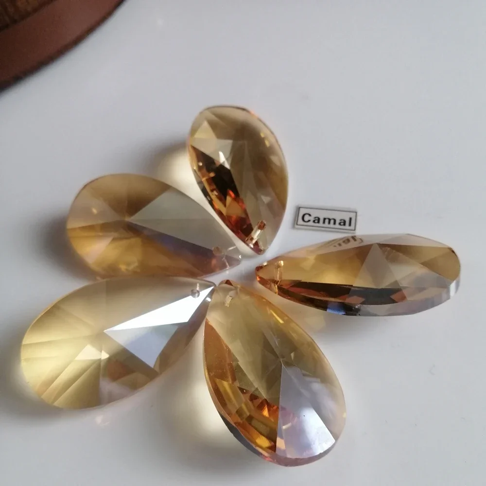 

Camal 5 шт. 38 мм шампанское грушевидная форма хрустальные подвески бусины-призмы подвесные для люстры детали освещения свадебный декор комнаты