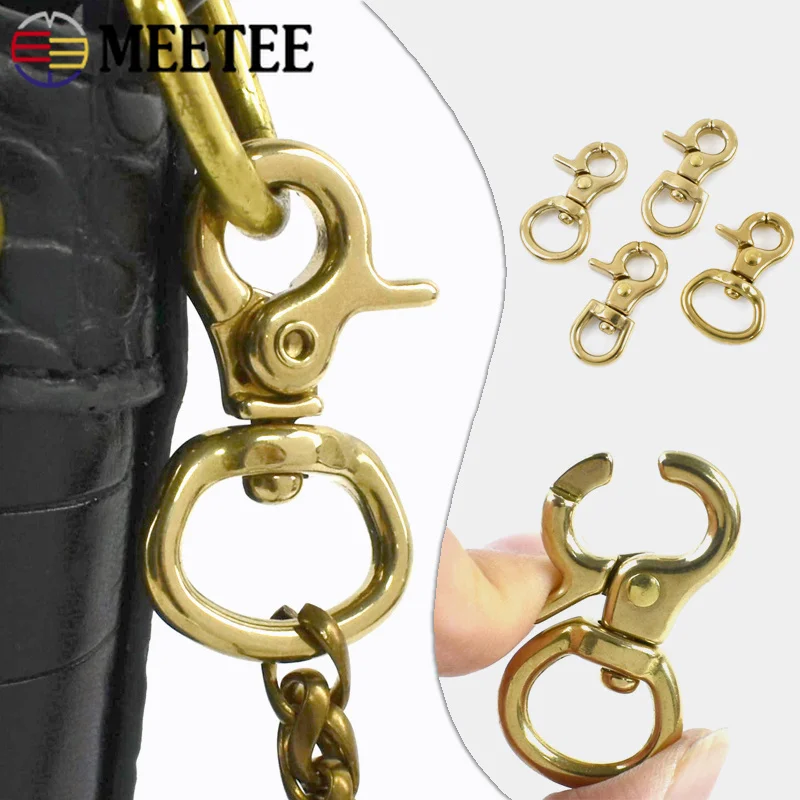 2/5/10Pcs 8-15mm Solid Brass Buckle Bag Strap Connector Snap Hook Pet Collar Swivel Lobster Clasp Keychain Hardware Accessories