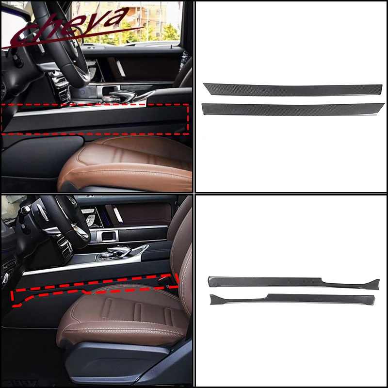 

For Mercedes-Benz G-Class W463 G500 2019-2024 Real carbon fiber Center shifter side trim strips interior accessories 2 Pcs
