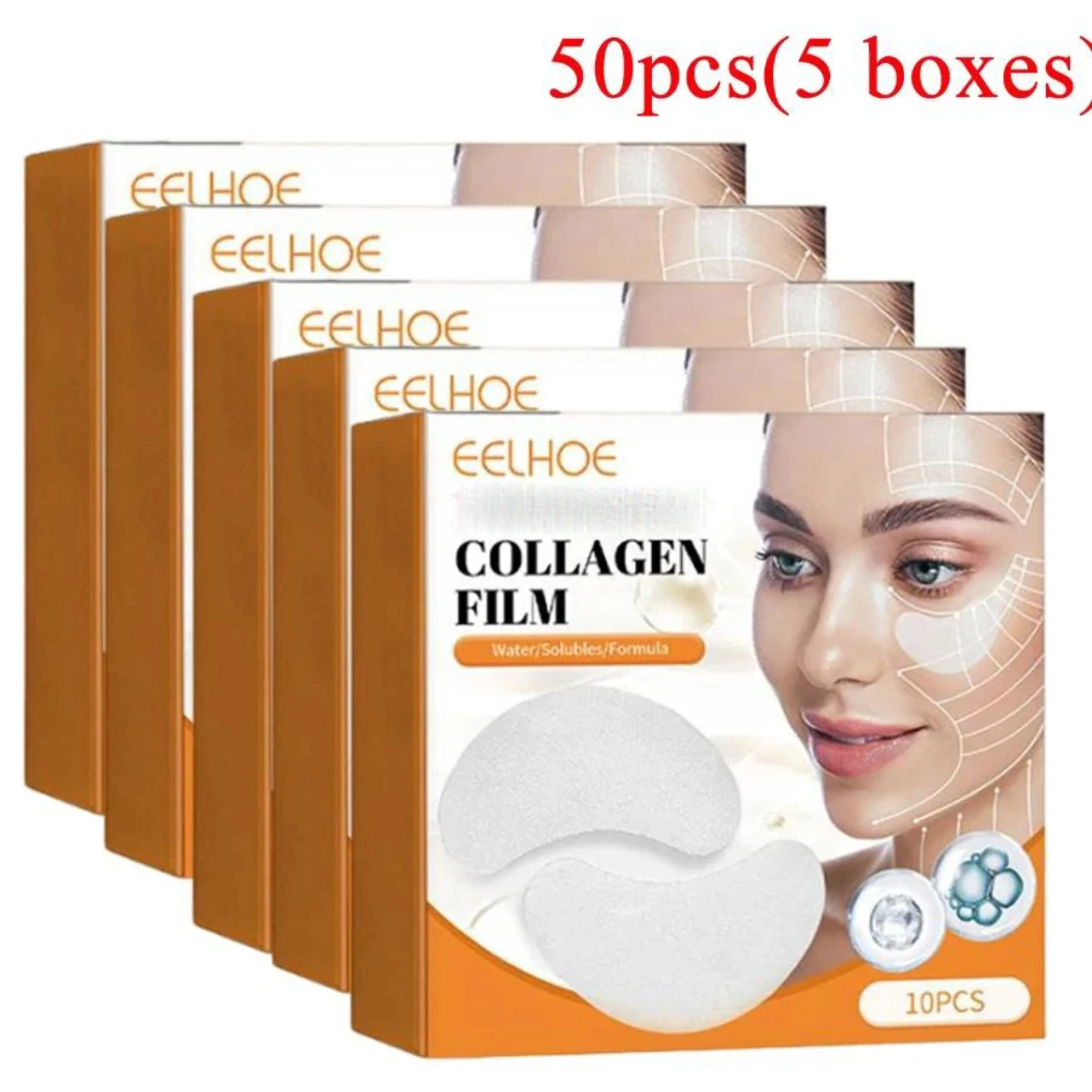 

5 BOXES Collagen Soluble Patches Film Anti Wrinkles Remove Dark Circles Facial Mask Moisturizing Lifting Firming Skin Eyes Care