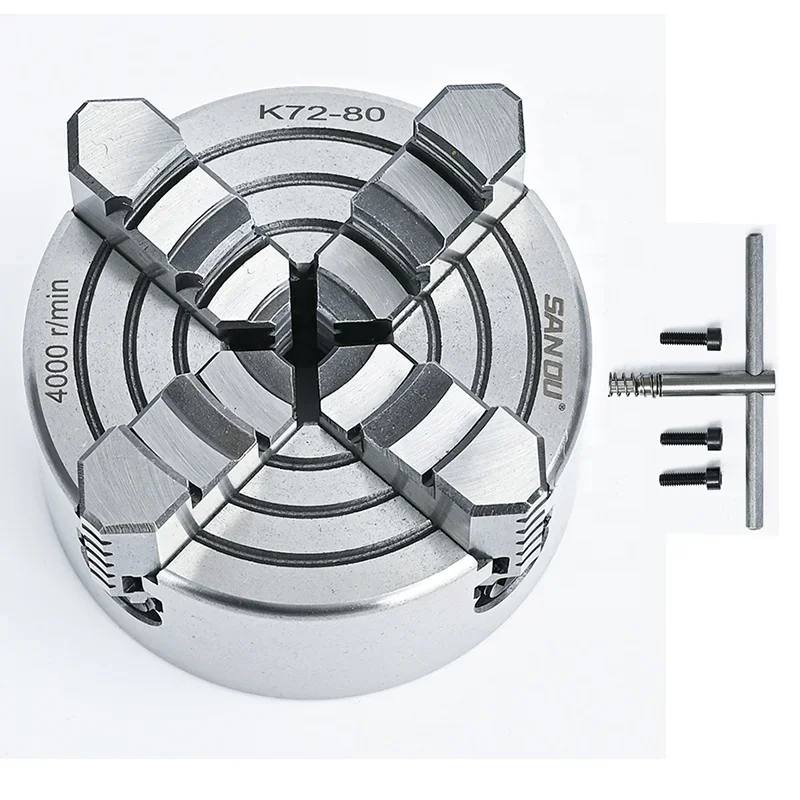 

Mini lathe chuck 80mm SANOU 4 jaw lathe chuck K72-80 independent chuck 4 jaw for mini lathe at discount