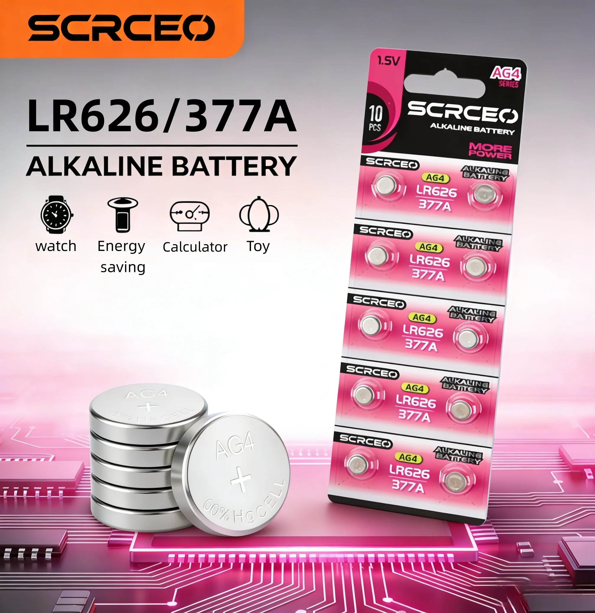 2-50PCS AG4 LR626 1.55V Watch Alkaline Battery, Also SR626SW/377, Multi-Pack for Watches, Toys, Clocks