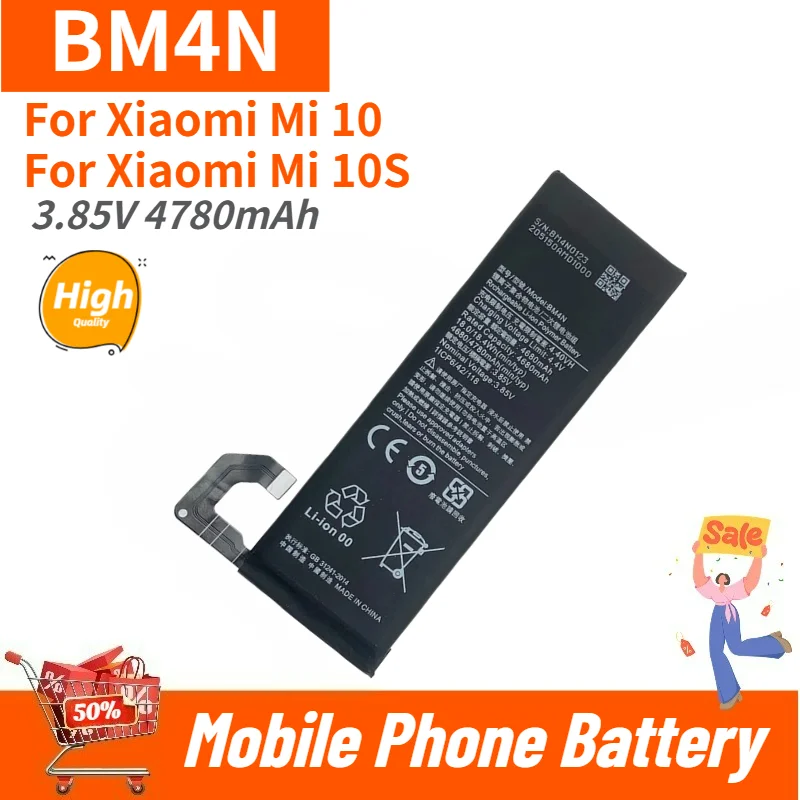High Quality Phone Battery BM4N 3.85V 4780mAh For Xiaomi Mi 10/10S Brand New Replacement Battery