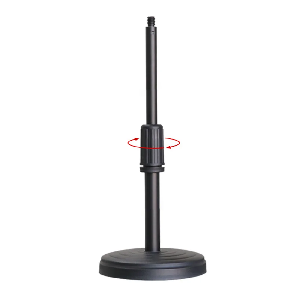 Adjustable Height Desktop Microphone Stand Phone Holder 3/8 Thread Universal Mic Bracket Round Base For Conference Speech Live