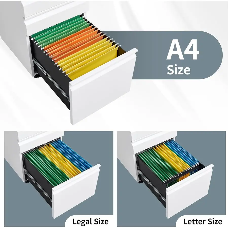 Drawer File Cabinet with Lock, File Cabinets for Home Office,Under Desk Cabinet, Locking File Cabinet for A4 Letter Legal, Fully