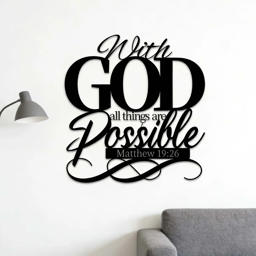 

The With God All Things Are Possible Iron Art Wall Hanging Sign Home Doors Store Office Decor Metal Wall Sculpture Artwork