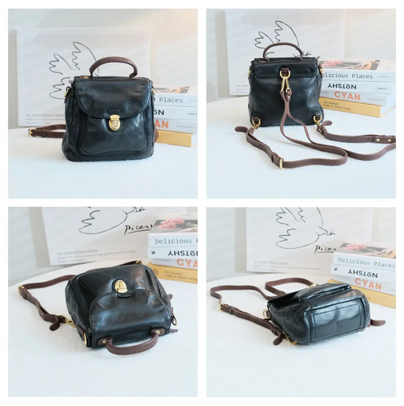 PNDME moda casual di lusso in vera pelle da donna piccolo zaino nero weekend outdoor designer vera pelle bovina mini borsa da scuola