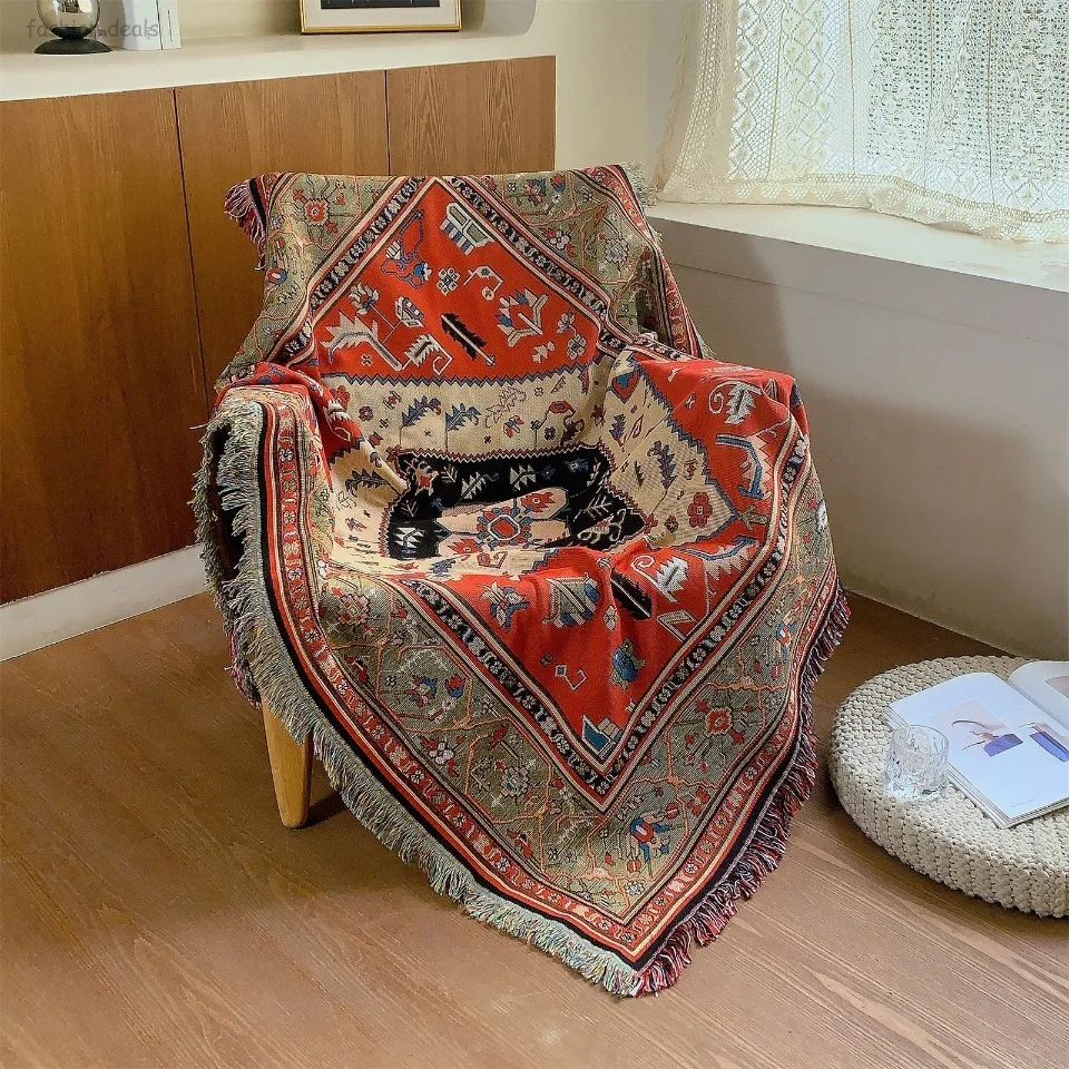 

Indian Art Tapestry Wall Hanging, Woven Decorative Sofa Throw Blanket, Home Decor for Living Room Bedroom, Soft Couch Blanket